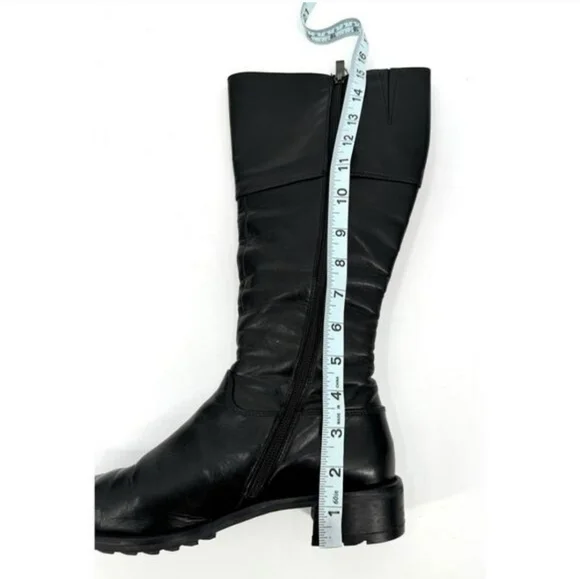 *Paul Green* Black Leather Tall Riding Moto Boots *Austrian-crafted* - Picture 4 of 13